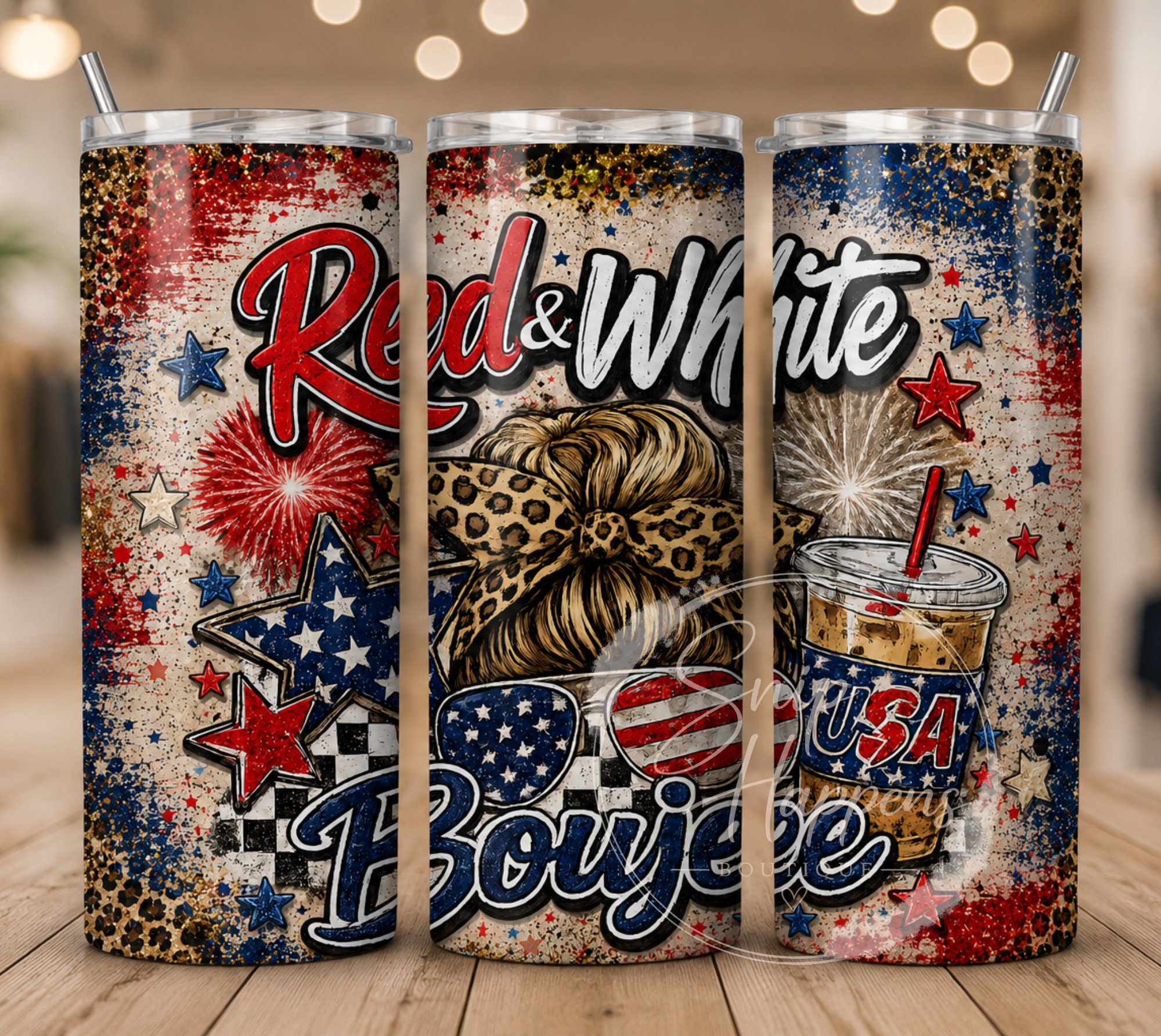 ✨️ Limited Edition✨️ Red, White & Boujee 20 oz Skinny Tumbler