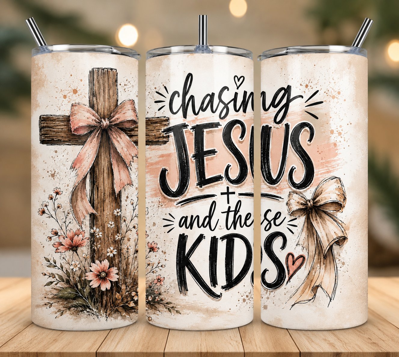 Chasing Jesus and These Kids – 20oz Skinny Tumbler