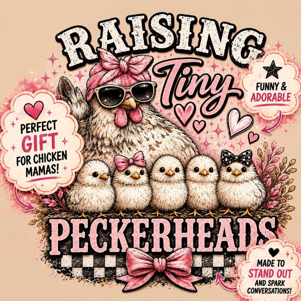 Raising Tiny Peckerheads PNG | Funny Chicken Mama Design 