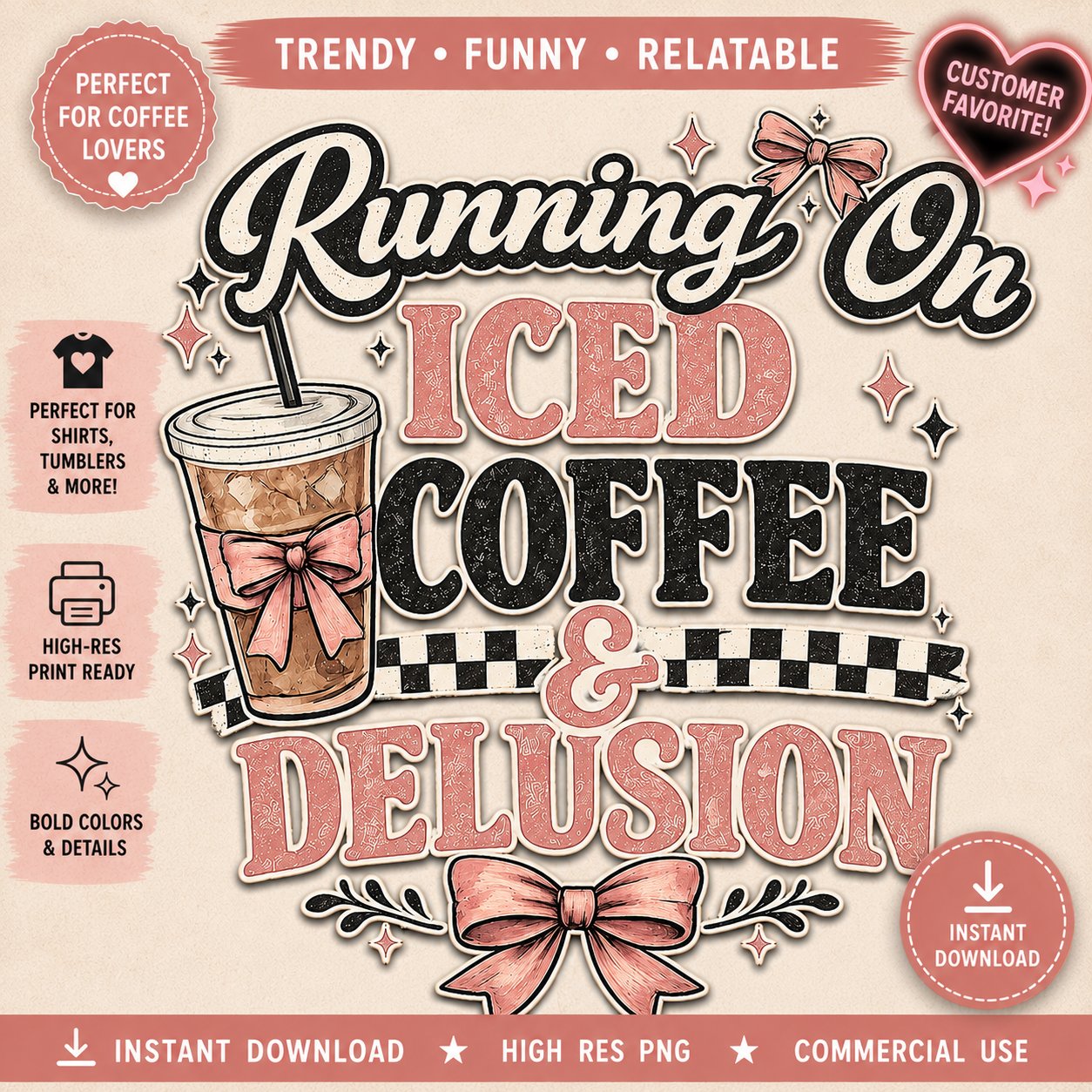 Running On Iced Coffee & Delusion PNG